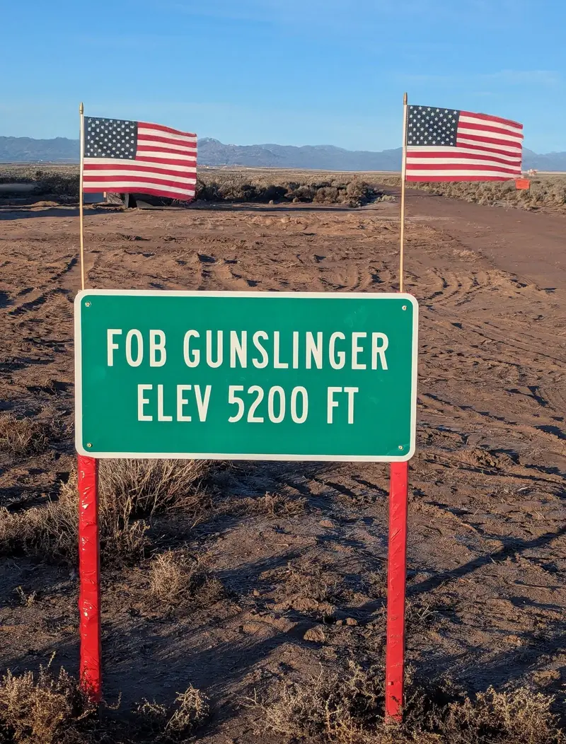 FOB Gunslinger elevation 5200 ft road sign